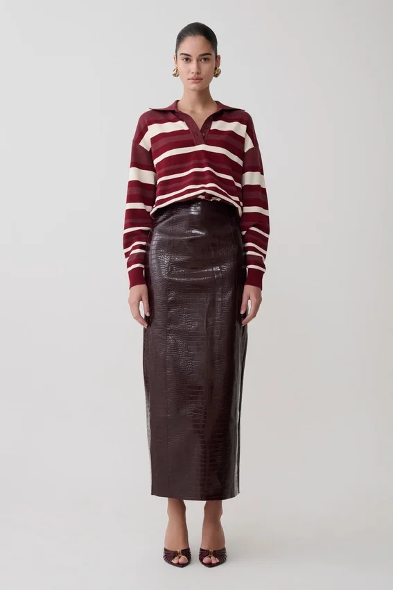 Philly Stripe Long Sleeve Knit Jumper – Burgundy/Cream Philly Stripe Long Sleeve Knit Jumper – Burgundy/Cream