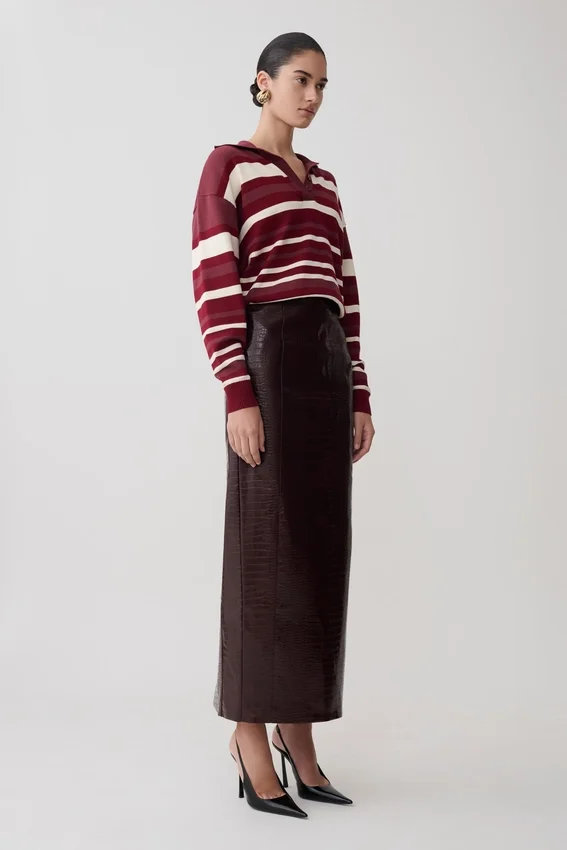 Philly Stripe Long Sleeve Knit Jumper – Burgundy/Cream Philly Stripe Long Sleeve Knit Jumper – Burgundy/Cream