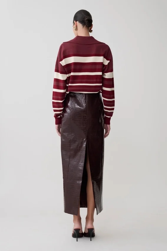 Philly Stripe Long Sleeve Knit Jumper – Burgundy/Cream Philly Stripe Long Sleeve Knit Jumper – Burgundy/Cream