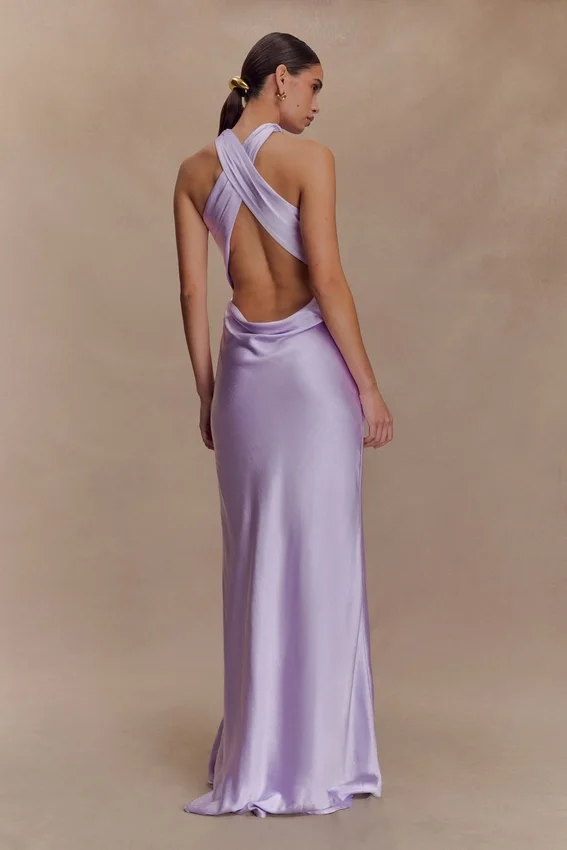 Phyllis Satin Halter Maxi Dress – Lilac Phyllis Satin Halter Maxi Dress – Lilac