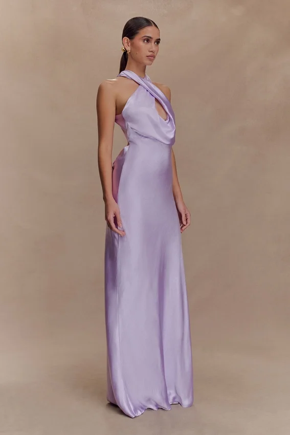 Phyllis Satin Halter Maxi Dress – Lilac Phyllis Satin Halter Maxi Dress – Lilac