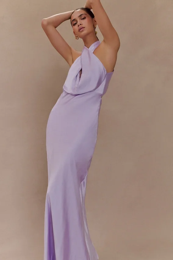 Phyllis Satin Halter Maxi Dress – Lilac Phyllis Satin Halter Maxi Dress – Lilac