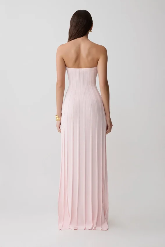 Pia Ribbed Strapless Maxi Dress – Baby Pink Pia Ribbed Strapless Maxi Dress – Baby Pink