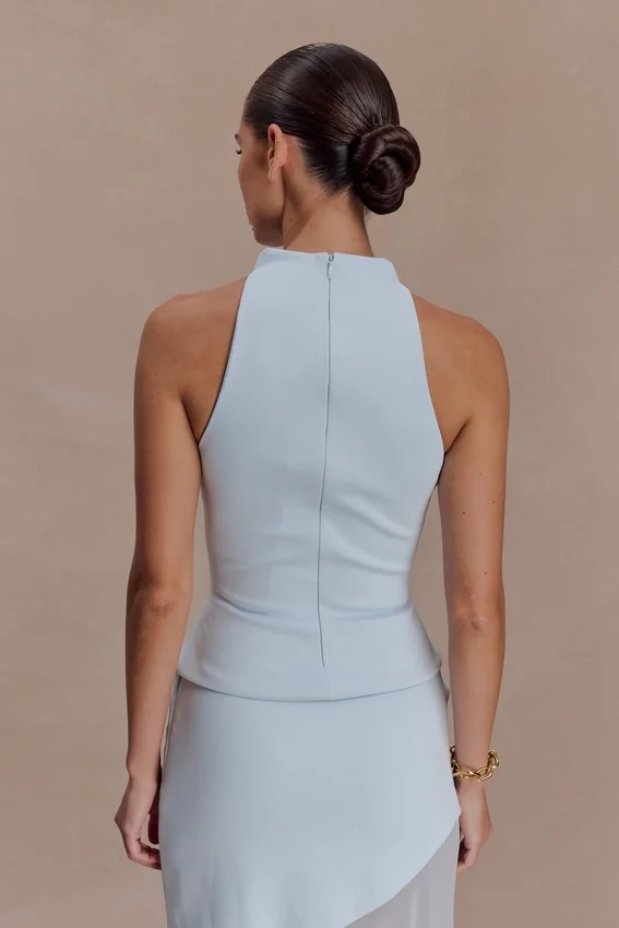 Portia Scuba Sleeveless Top – Pale Blue Portia Scuba Sleeveless Top – Pale Blue