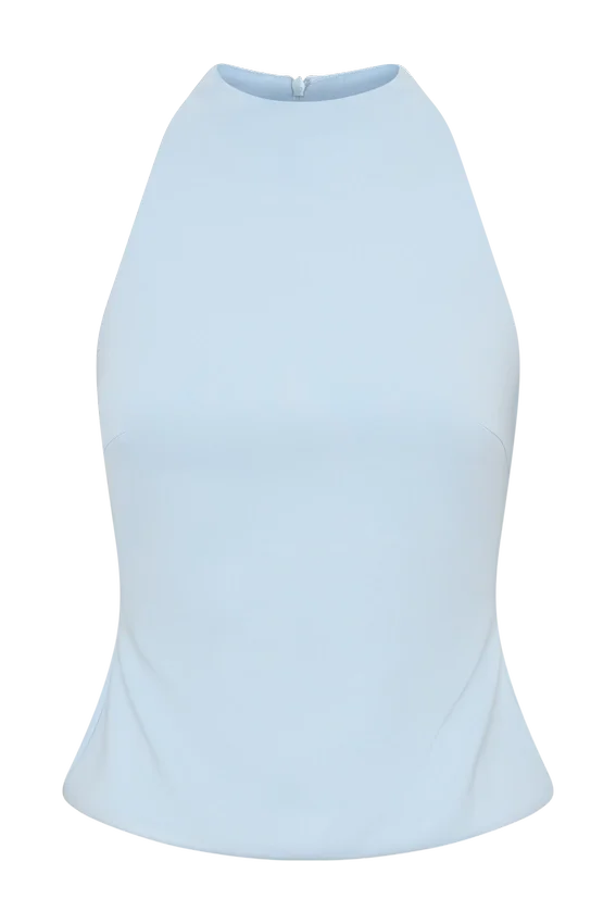 Portia Scuba Sleeveless Top – Pale Blue Portia Scuba Sleeveless Top – Pale Blue