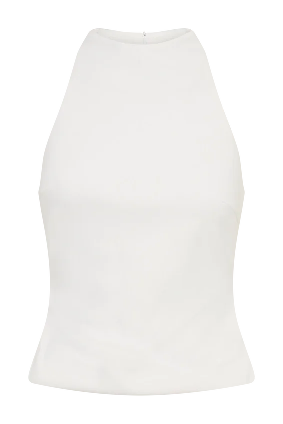 Portia Scuba Sleeveless Top – White Portia Scuba Sleeveless Top – White