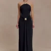 Quincy Halter Maxi Dress With Hardware – Black Quincy Halter Maxi Dress With Hardware – Black
