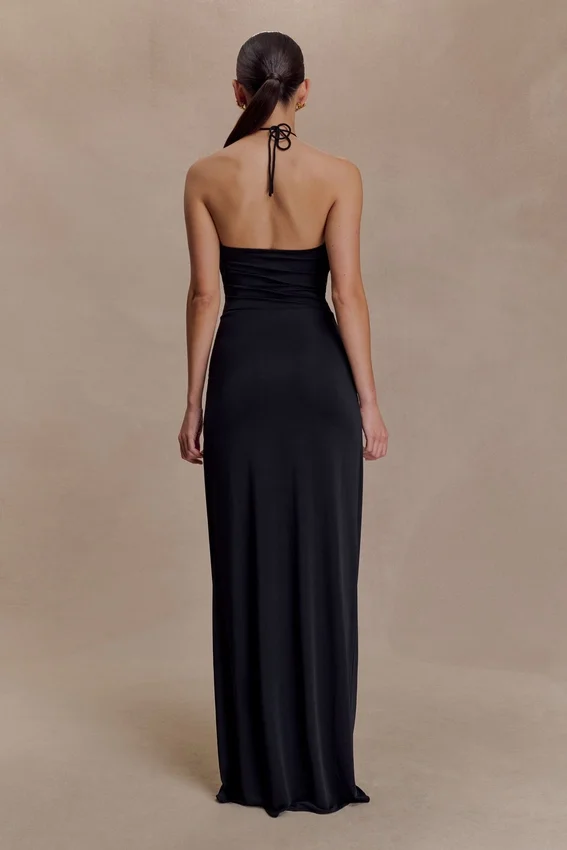 Quincy Halter Maxi Dress With Hardware – Black Quincy Halter Maxi Dress With Hardware – Black