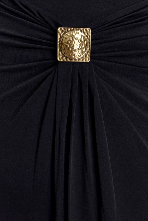 Quincy Halter Maxi Dress With Hardware – Black Quincy Halter Maxi Dress With Hardware – Black