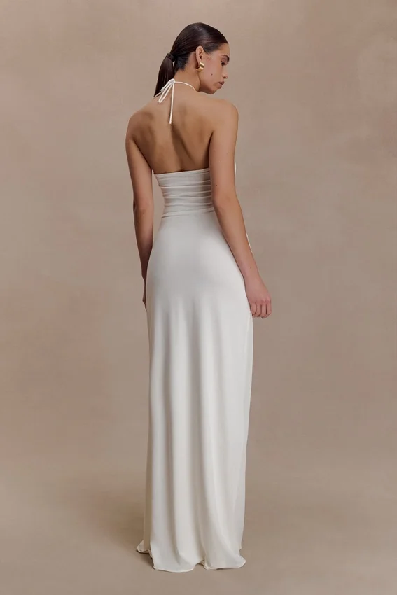Quincy Halter Maxi Dress With Hardware – Ivory Quincy Halter Maxi Dress With Hardware – Ivory