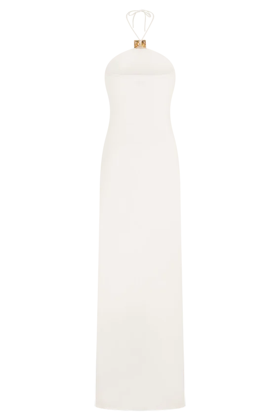 Quincy Halter Maxi Dress With Hardware – Ivory Quincy Halter Maxi Dress With Hardware – Ivory
