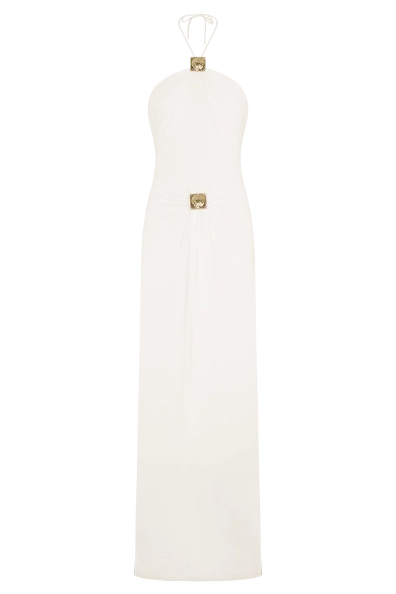 Quincy Halter Maxi Dress With Hardware – Ivory Quincy Halter Maxi Dress With Hardware – Ivory