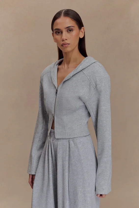 Quinn Zip Up Hoodie – Light Grey Marle Quinn Zip Up Hoodie – Light Grey Marle