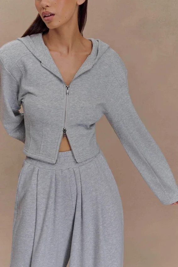 Quinn Zip Up Hoodie – Light Grey Marle Quinn Zip Up Hoodie – Light Grey Marle