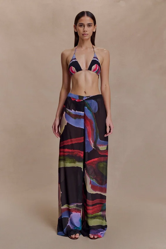 Rachel Chiffon Straight Leg Pants – Multi Fluid Reverie Print Rachel Chiffon Straight Leg Pants – Multi Fluid Reverie Print
