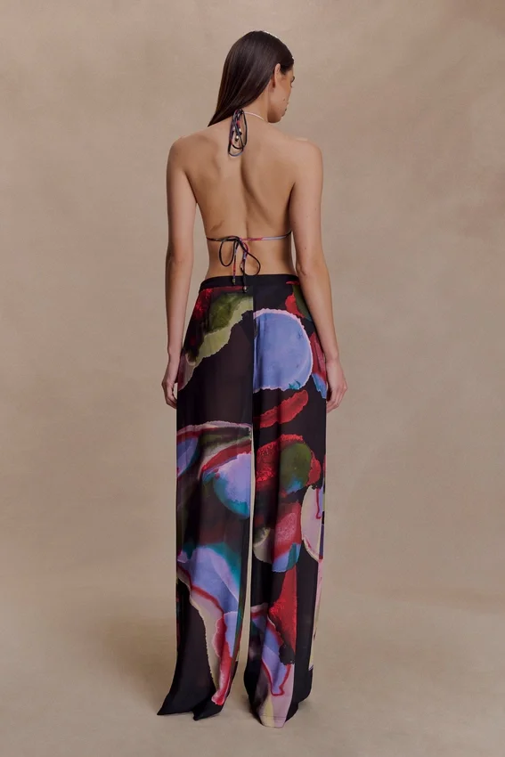 Rachel Chiffon Straight Leg Pants – Multi Fluid Reverie Print Rachel Chiffon Straight Leg Pants – Multi Fluid Reverie Print