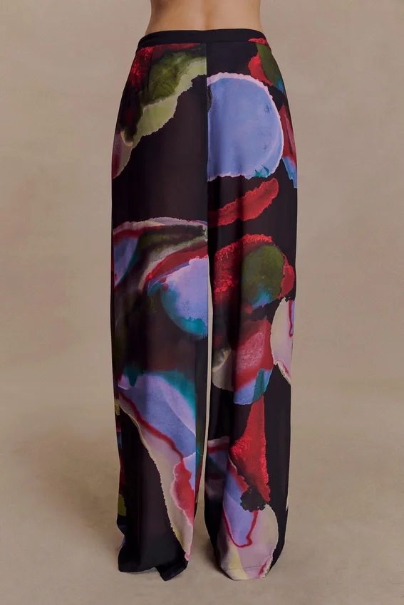 Rachel Chiffon Straight Leg Pants – Multi Fluid Reverie Print Rachel Chiffon Straight Leg Pants – Multi Fluid Reverie Print