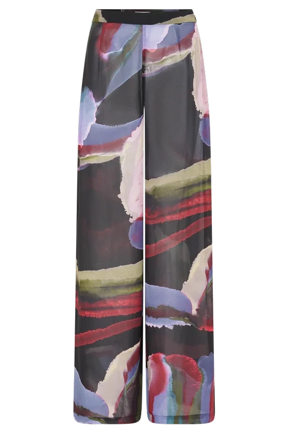 Rachel Chiffon Straight Leg Pants – Multi Fluid Reverie Print Rachel Chiffon Straight Leg Pants – Multi Fluid Reverie Print
