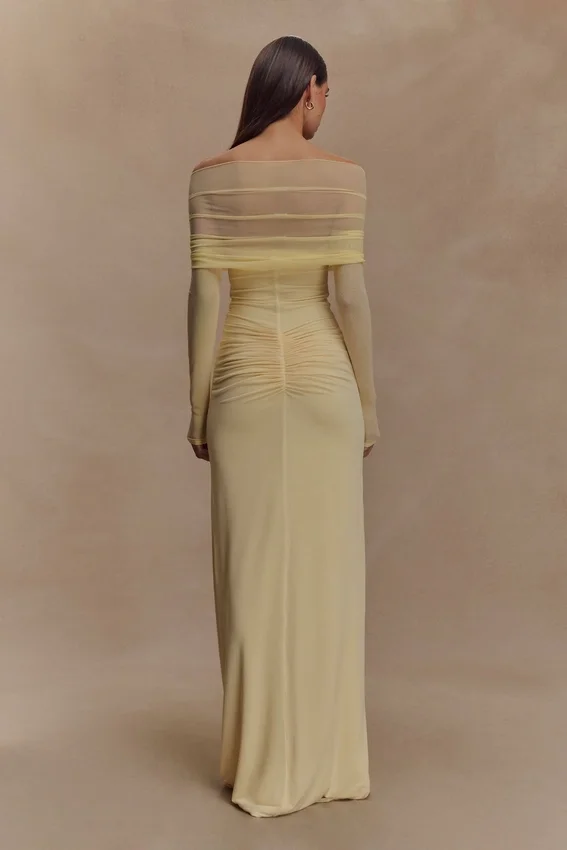Rafaella Slinky And Mesh Maxi Dress – Lemon Rafaella Slinky And Mesh Maxi Dress – Lemon