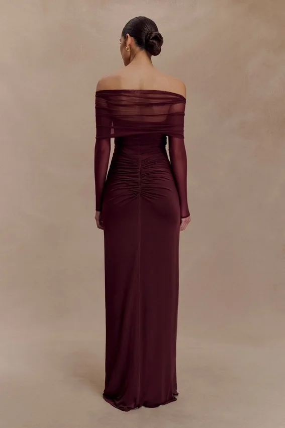 Rafaella Slinky And Mesh Maxi Dress – Mahogany Rafaella Slinky And Mesh Maxi Dress – Mahogany