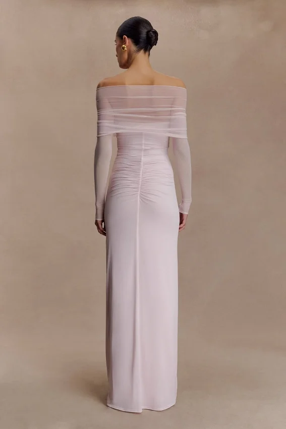 Rafaella Slinky And Mesh Maxi Dress – Pale Pink Rafaella Slinky And Mesh Maxi Dress – Pale Pink