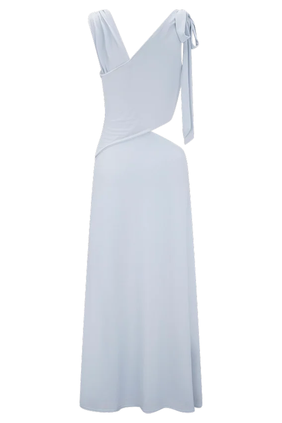 Raleigh Asymmetrical Slinky Midi Dress – Pale Blue Raleigh Asymmetrical Slinky Midi Dress – Pale Blue