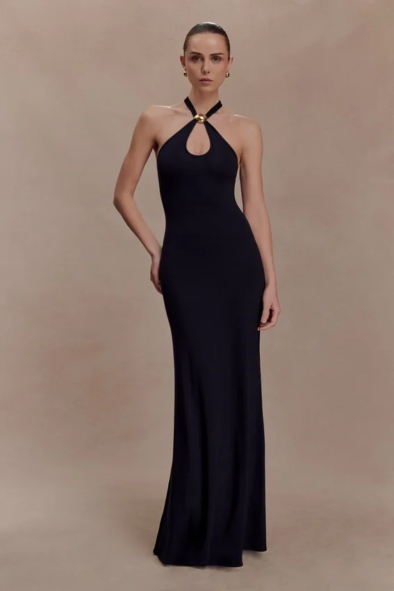 Ramona Modal Maxi Dress With Hardware – Black Ramona Modal Maxi Dress With Hardware – Black