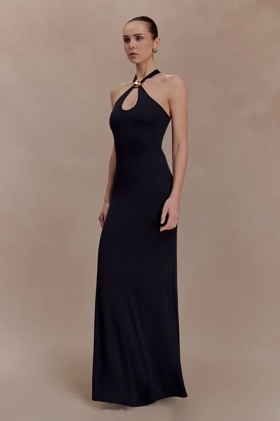 Ramona Modal Maxi Dress With Hardware – Black Ramona Modal Maxi Dress With Hardware – Black