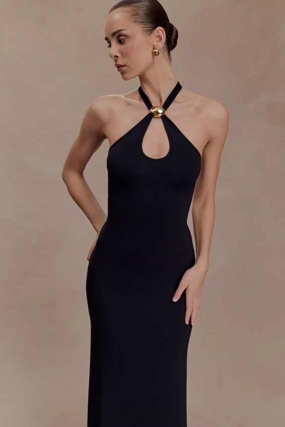Ramona Modal Maxi Dress With Hardware – Black Ramona Modal Maxi Dress With Hardware – Black