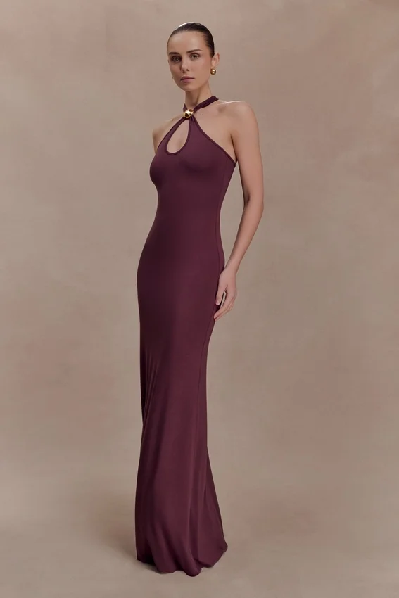 Ramona Modal Maxi Dress With Hardware – Mahogany Ramona Modal Maxi Dress With Hardware – Mahogany