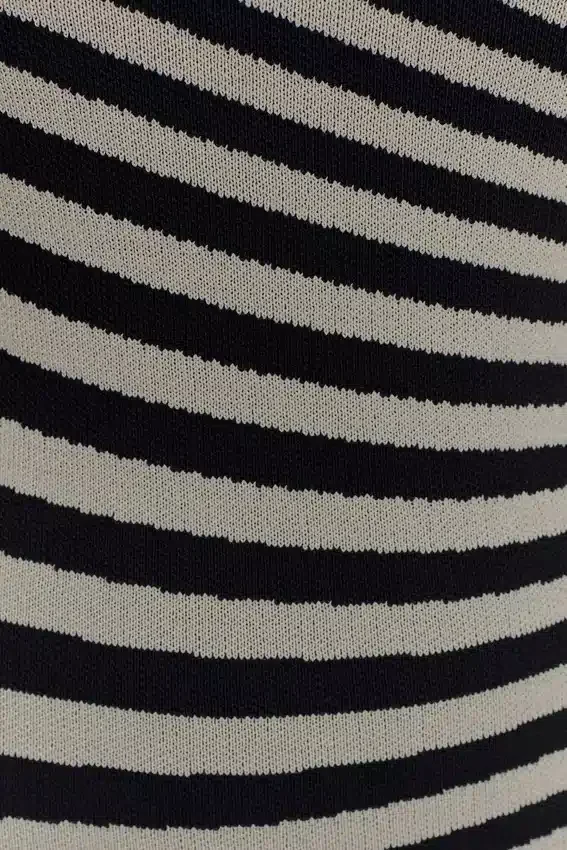 Raven Striped Knit Midi Dress – Black/White Raven Striped Knit Midi Dress – Black/White