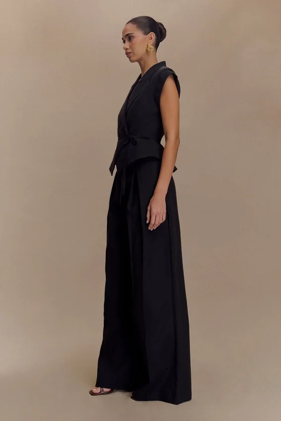 Raya Mid Rise Wide Leg Linen Pant – Black Raya Mid Rise Wide Leg Linen Pant – Black