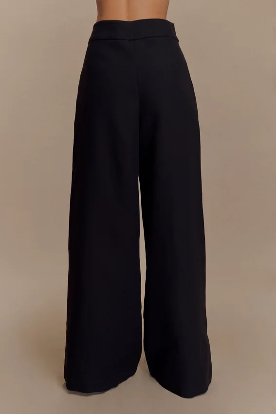 Raya Mid Rise Wide Leg Linen Pant – Black Raya Mid Rise Wide Leg Linen Pant – Black