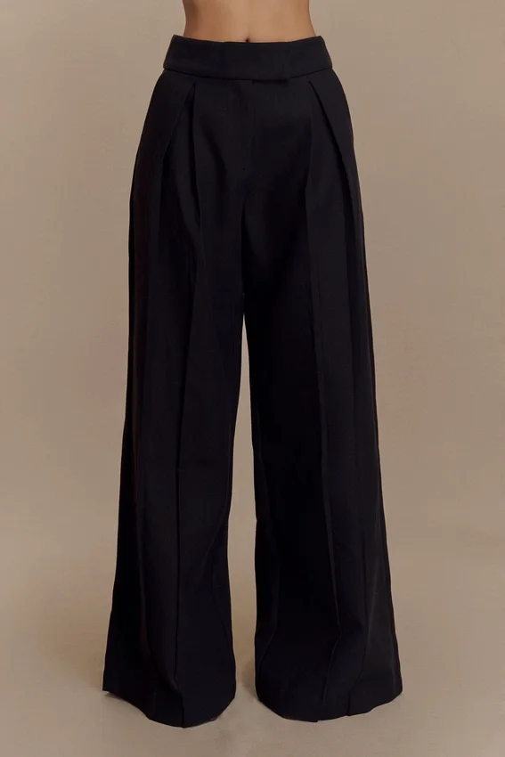 Raya Mid Rise Wide Leg Linen Pant – Black Raya Mid Rise Wide Leg Linen Pant – Black