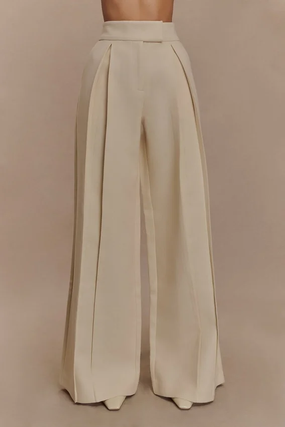 Raya Mid Rise Wide Leg Linen Pant – Natural Beige Raya Mid Rise Wide Leg Linen Pant – Natural Beige
