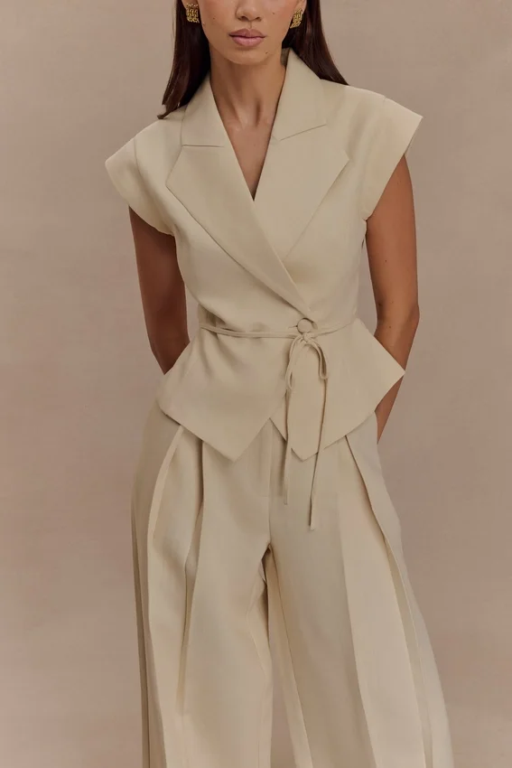 Raya Mid Rise Wide Leg Linen Pant – Natural Beige Raya Mid Rise Wide Leg Linen Pant – Natural Beige