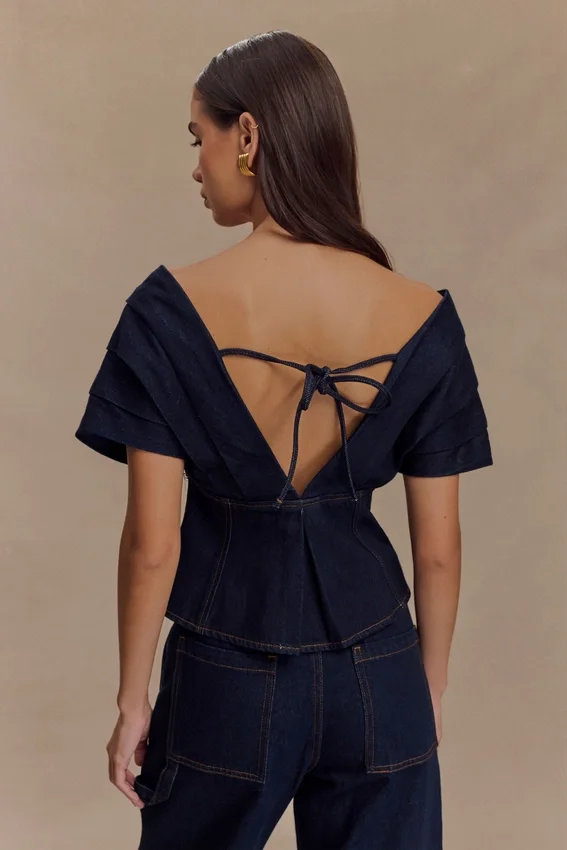 Rayne Off Shoulder Denim Top – Indigo Blue Rayne Off Shoulder Denim Top – Indigo Blue