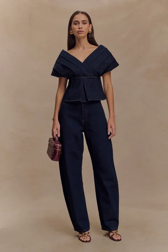 Rayne Off Shoulder Denim Top – Indigo Blue Rayne Off Shoulder Denim Top – Indigo Blue