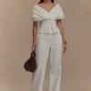 Rayne Off Shoulder Denim Top – White