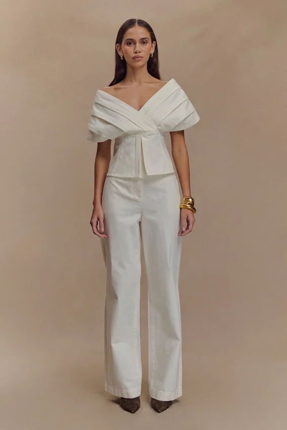 Rayne Wide Leg Denim Jeans – White Rayne Wide Leg Denim Jeans – White