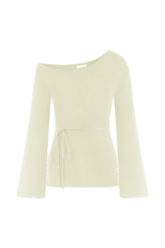Reagan Off Shoulder Knit Top – White Reagan Off Shoulder Knit Top – White