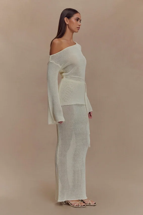 Reagan Off Shoulder Knit Top – White Reagan Off Shoulder Knit Top – White