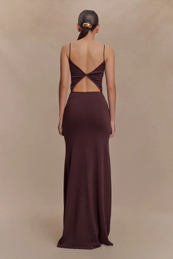 Reama Wrap Over Knit Maxi Dress – Chocolate Reama Wrap Over Knit Maxi Dress – Chocolate