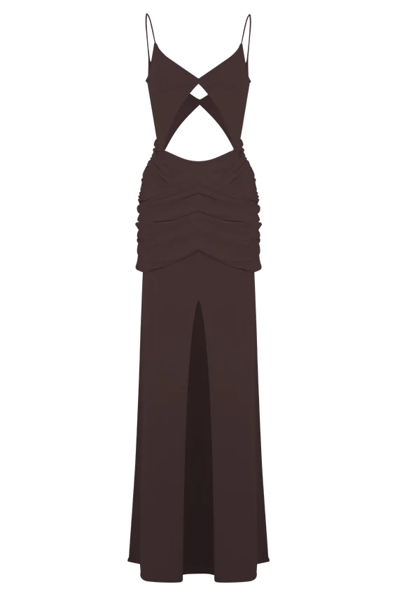 Reama Wrap Over Knit Maxi Dress – Chocolate Reama Wrap Over Knit Maxi Dress – Chocolate