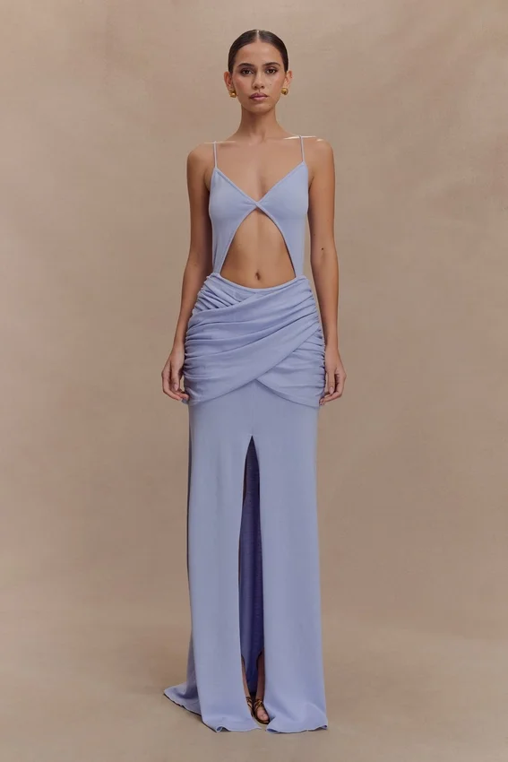 Reama Wrap Over Knit Maxi Dress – Cornflower Blue Reama Wrap Over Knit Maxi Dress – Cornflower Blue