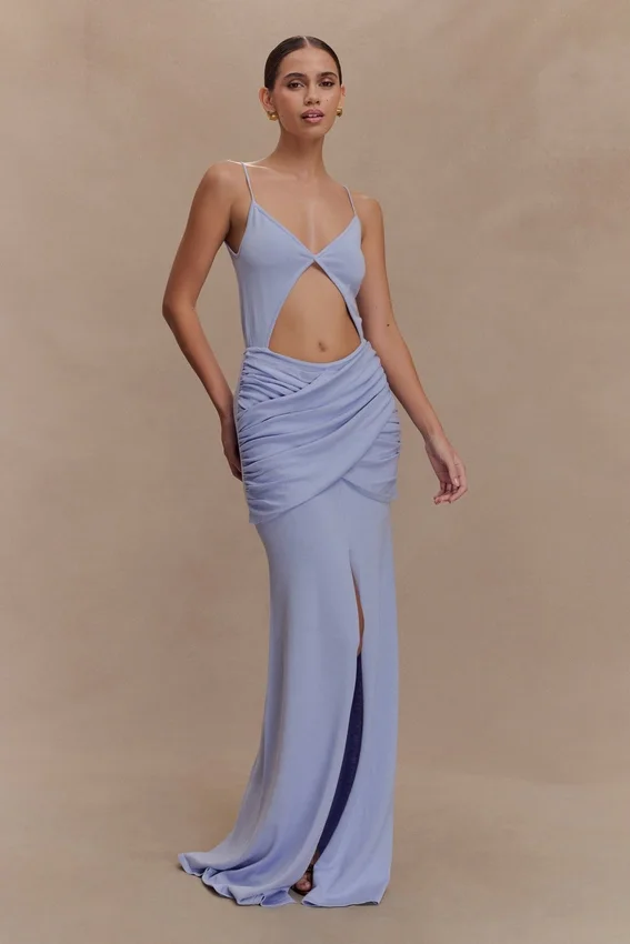Reama Wrap Over Knit Maxi Dress – Cornflower Blue Reama Wrap Over Knit Maxi Dress – Cornflower Blue