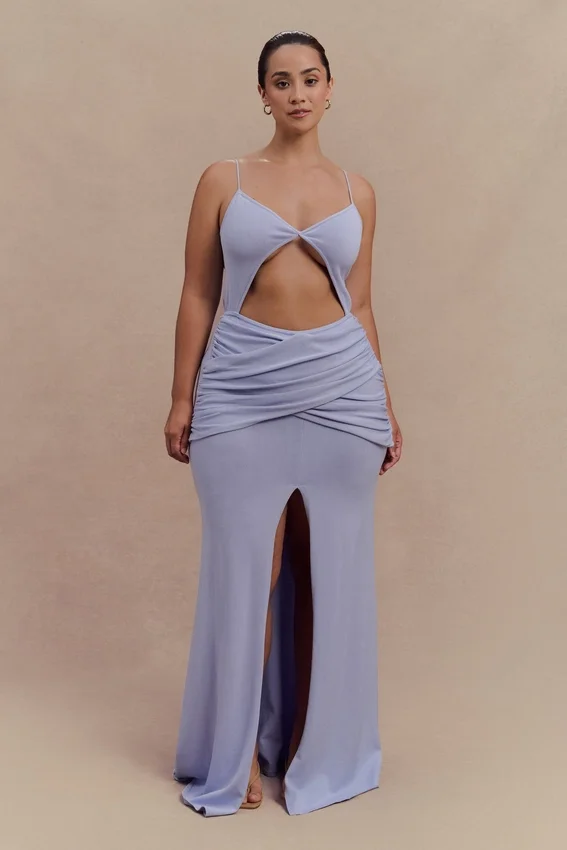 Reama Wrap Over Knit Maxi Dress – Cornflower Blue Reama Wrap Over Knit Maxi Dress – Cornflower Blue