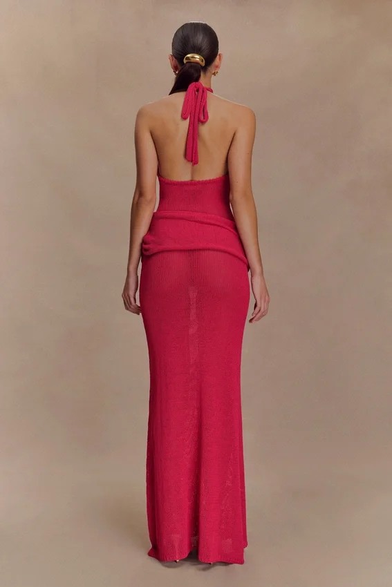 Reece Halter Knit Maxi Dress – Dragonfruit Reece Halter Knit Maxi Dress – Dragonfruit