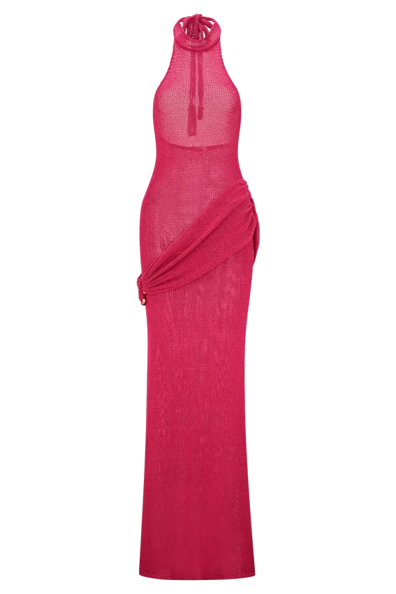 Reece Halter Knit Maxi Dress – Dragonfruit Reece Halter Knit Maxi Dress – Dragonfruit