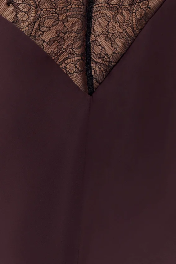 Regina Halter Lace And Satin Mini Dress – Chocolate Regina Halter Lace And Satin Mini Dress – Chocolate